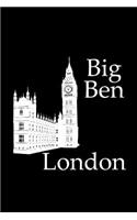 Big Ben in London - Lined Notebook with Black Cover: 101 Pages, Medium Ruled, 6 x 9 Journal, Soft Cover