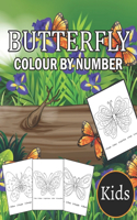 Butterfly Colour By Number Kids: Jumbo Large Print Color By Number Butterflies Stress Relief and Relaxing Design (Kids, Children, Toddler Coloring Book)