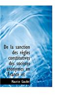 de La Sanction Des Raugles Constitutives Des Sociactacs Anonymes En France Et ...