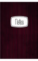Notes: Gothic Dark Burgundy Black Stripes 120 Blank Lined Page Softcover Notes Journal, College Ruled Composition Notebook, 6x9 Blank Line Design Cover Not