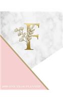 F - 2020 One Year Planner: Elegant Gold Pink and Marble Monogram Initials - Pretty Daily Calendar Organizer - One 1 Year Letter Agenda Schedule with Vision Board, Habit Tracke