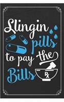 Sligin Pills To Pay The Bills: Pharmacist Blank Lined Notebook Pharmacy Journal