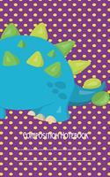 Composition Notebook: Colorful purple dots green Stegosaurus dinosaur school handwriting paper regular line journal 120 pages 6x9