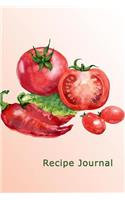 Recipe Journal: Tomatoes and Peppers in Watercolor Cooking Journal, Lined and Numbered Blank Cookbook 6 x 9, 180 Pages (Recipe Journals)(Cooking Journals)