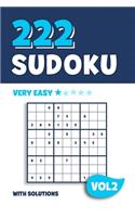 222 Sudoku: Puzzle book with 222 Very Easy Sudoku Puzzles in 9x9 with Solutions - 6 x 9 Inch - Vol 2