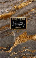 Five Year Monthly Planner: 5 year Pocket Planner, 60 month Calendar for Goals. To Do List and Notes, U.S. Holidays, Hand Lettering Notebook. Mable Texture Cover Design