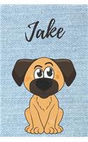 Jake Notizbuch Hunde / Malbuch / Tagebuch / Journal / DIN A5 / Geschenk: individuelles personalisiertes blanko Jungen & Männer Namen Notizbuch, ... Weihnachts & Geburtstags Geschenk für Männer.