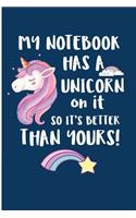 My Note Book Has A Unicorn On It So It's Better Than Yours: Blank Lined Journal For The Girl Who Just Loves Unicorns