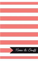 Notes & Stuff - Lined Notebook with Coral Striped Pattern Cover