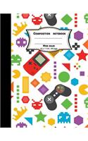 Composition notebook wide ruled 8.5 x 11 inch 200 page, colorful kids game