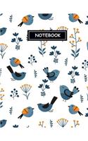 Notebook: Lined Notebook, Large (8.5 x 11 inches), 110 Pages - Spring Blue Birds Cover