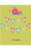 Baby Shower Sketchbook: Baby Whale On Dark Yellow Cover and Blank pages, Extra large (8.5 x 11) inches, 110 pages, White paper, Sketch, Draw and Paint(3 Baby Whale Shower)