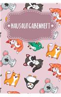 Hausaufgabenheft: Heft für Kinder + Schüler + Studenten - Motiv: Rosa Tierwelt