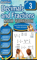 Decimals and Fractions Math Workbook 3rd Grade