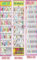 English Alphabet , Hindi Varnmala And Numbers Chart For Kids | 70 X 100 Cm (Extra Large Size To Attract Kids) | Non- Tearable And Waterproof | Laminated Both Sides Charts | Set Of 3 | Early Learning Educational Charts For Kids