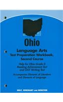 Ohio Language Arts Test Preparation Workbook, Second Course: Help for Ohio Grade 8 Reading Achievement Test and OGT Writing Test
