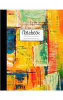 Notebook Wide Ruled 8.5" x 11" in / 21.59 x 27.94 cm: Composition Book, Bright Multi-Colored Cover with Shades of Oranges, Yellows, Teals W853