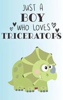 Just A Boy Who Loves Triceratops: Cute Triceratops Lovers Journal / Notebook / Diary / Birthday Gift (6x9 - 110 Blank Lined Pages)