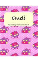 Emeli - Handwriting Practice Workbook: 8.5 x 11 Notebook with Dotted Lined Sheets - 100 Pages - Purple Backpacks