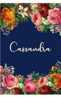 Cassandra: Personalized Name Floral Design Matte Soft Cover Notebook Journal to Write In. 120 Blank Lined Pages