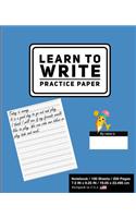 Learn To Write Practice Paper: Solid Royal Blue - Primary Journal Writing Tablet Notebook For Kids - For Alphabet ABC Handwriting Practice- For Home & School [Classic]