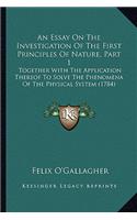 Essay on the Investigation of the First Principles of Nature, Part 1