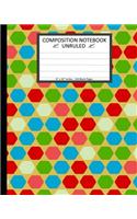 Unruled Composition Notebook 8" x 10". 120 Pages. Colorful Hexagon Pattern.