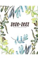 2020-2022 Three 3 Year Planner Watercolor Leaves Monthly Calendar Gratitude Agenda Schedule Organizer