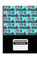 Strike! (COMPOSITION NOTEBOOK): Ten Pin Bowling Pattern Gift: College Ruled Bowling Notebook for Boys, Girls, Mom and Dad