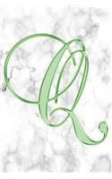 Q Journal: A Monogram Q Initial Capital Letter Notebook For Writing And Notes: Great Personalized Gift For All First, Middle, Or Last Names (Green Gold White M