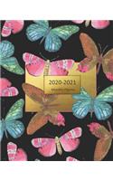 2020-2021 Monthly Planner: Butterfly Gift for Moms - 2-Year Planner (Jan 2020-Dec 2021) with Holidays - 2-Page Monthly Calendar Views - Month-at-a-Glance Spreads for Gratitude
