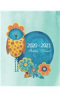 2020-2021 Planner: Whimsical Bird Gift - 2-Year Large Planner (Jan 2020-Dec 2021) with Holidays - 2-Page Monthly Calendar Views + 2-Page Month-at-a-Glance Spreads - Re