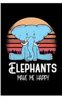 Elephants Make Me Happy: Cute Elephant Blank Lined Note Book