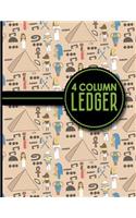 4 Column Ledger: Ledger Books, Accounting Ledger Sheets, General Ledger Accounting Book, Cute Ancient Egypt Pyramids Cover, 8.5 x 11, 100 pages