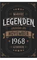 Wahre Legenden wurden im November 1968 geboren: Vintage Geburtstag Notizbuch - individuelles Geschenk für Notizen, Zeichnungen und Erinnerungen - liniert mit 100 Seiten
