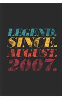 Legend Since August 2007: Dotted Bullet Grid Notebook / Journal (6 X 9 -120 Pages) - 12th Birthday Gift Idea