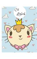 Cat Logbook: Cute Cat Journal, Daily Record of Child's Thoughts, Mood and Guidance for Happiness, Confidence and Gratefulness 8x10, Cloud&heart Background Design
