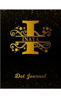 Inaya Dot Journal: Letter I Personalized First Name Personal Dotted Bullet Grid Writing Notebook Black Gold Glittery Space Effect Cover Daily Diaries for Journalists &