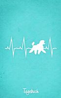 Tagebuch: Türkises liniertes Pudel Hunde Journal Herzschlag ca DIN A5 weiß liniert 110 Seiten