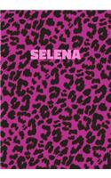 Selena: Personalized Pink Leopard Print Notebook (Animal Skin Pattern). College Ruled (Lined) Journal for Notes, Diary, Journaling. Wild Cat Theme Design wi