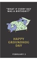 What If Everyday Was A Birthday Happy Groundhog Day February 2: Elegant Multi-Purpose Writing Journal 120 Lined Pages 6" x 9" Size With Groundhog Cover For Friends / Family / Coworker / Colleague / Boss / Student