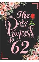 The Princess Is 62: 62nd Birthday & Anniversary Notebook Flower Wide Ruled Lined Journal 6x9 Inch ( Legal ruled ) Family Gift Idea Mom Dad or Kids in Holidays - Marble 