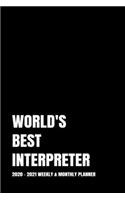 World's Best Interpreter Planner: 2-Year 2020 - 2021 Black Productivity Journal Daily / Weekly Monthly Dated Calendar Year Career Goal Planner Organizer Tracker Planning Worksheets (