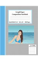 Graph Composition Notebook 4 Squares per inch 4x4 Quad Ruled 4 to 1 / 8.5 x 11 100 Sheets
