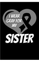 I Wear Gray For My Sister: Brain Cancer Journal 6x9 120 Pages Blank Lined Paperback