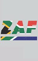 Zaf: South Africa notebook with lined 120 pages in white. College ruled memo book with the south african flag