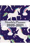 Monthly Planner 2020-2021: Unicorn Planner Jan 1, 2020 to Dec 31, 2021: Monthly Planner + Calendar Views Schedule Organizer