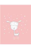 Notebook: White sheep on pink cover and Lined pages, Extra large (8.5 x 11) inches, 110 pages, White paper(4 White Sheep on Pink Notebook)