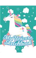 My Unicorn Sketchbook: Blank Unlined Doodle Book V8