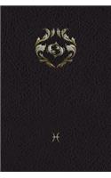 Monogram Pisces Notebook: Blank Journal Diary Memoir Log Logue(76 Monogram Black 150 Lined)